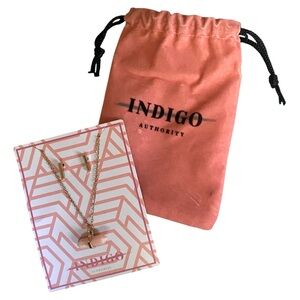 Indigo Authority Rose Quartz Necklace and Stud Set